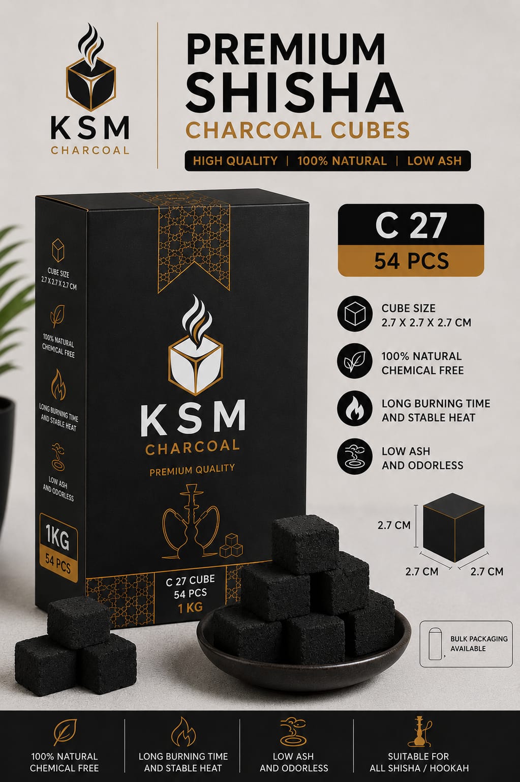 Premium Shisha Charcoal Cubes C26